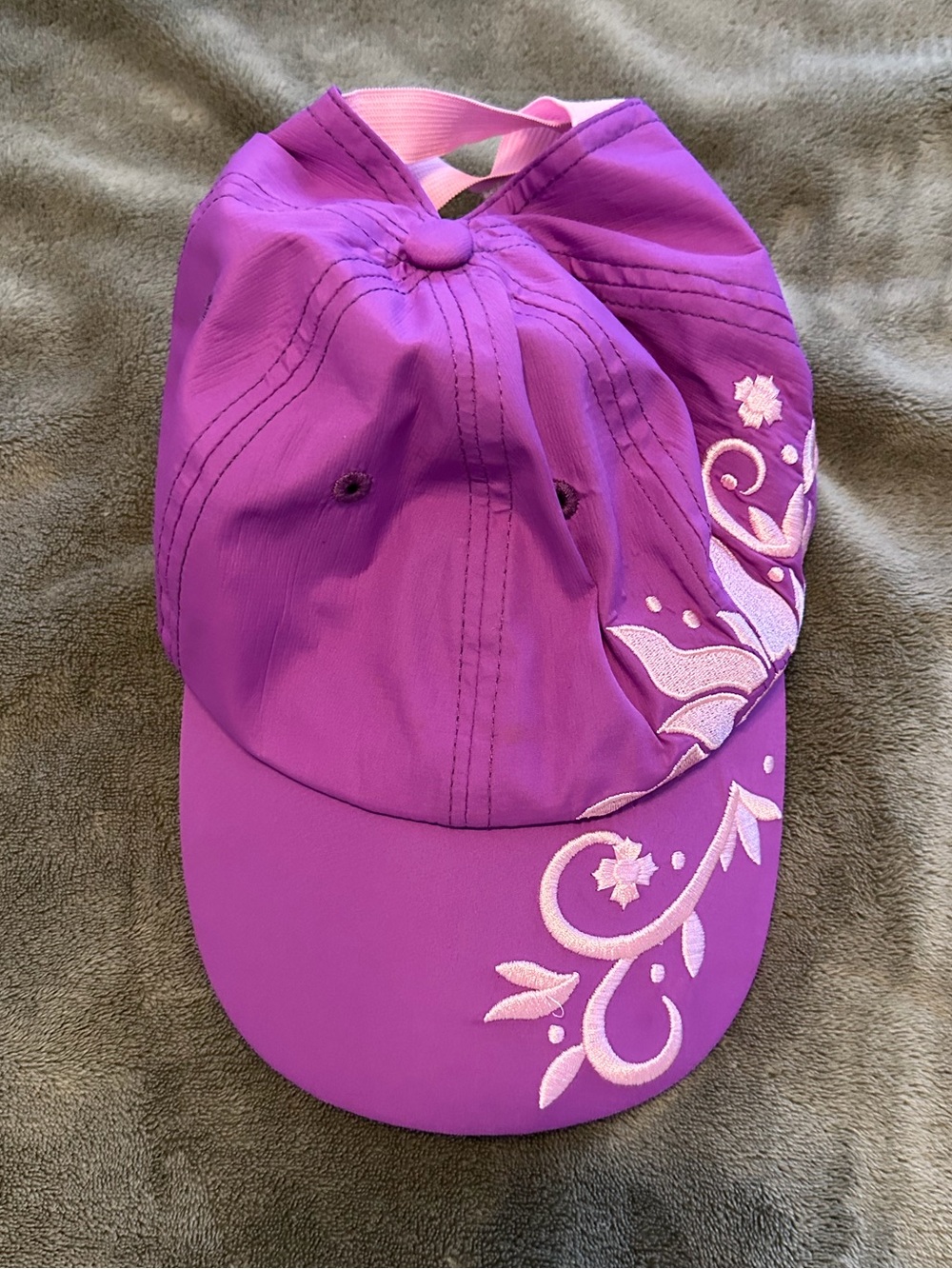 Crowned Athletics Purple Razpunzel-Style Ponytail Running Hat